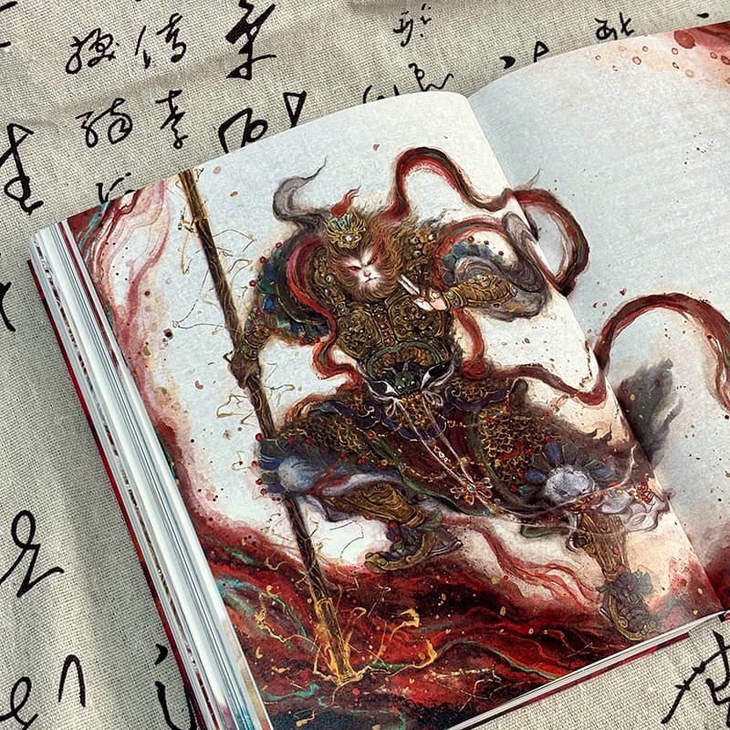 华夏奇谭-八十余幅水墨插画奇丽妖冶-高档特种纸全彩印刷-粟冰箱 著-逸书 绘-仿古锁线贴布精装 - 缩略图5