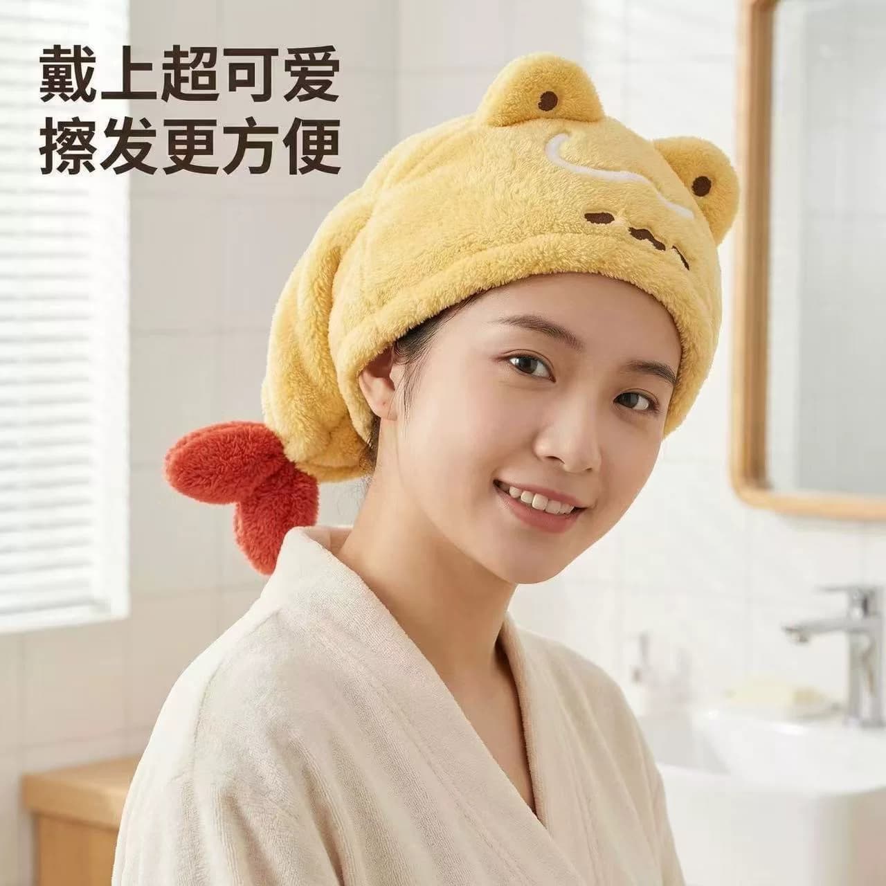 可爱炸虾尾新款发帽加厚洗头浴帽干发帽超强吸水速干毛巾珊瑚头巾 - 缩略图3