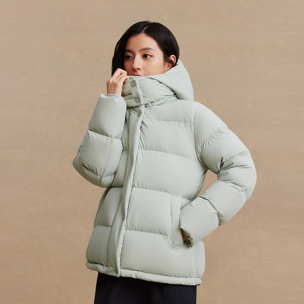 【白月光】波司登新款短款羽绒服女可拆卸帽后收腰弹力保暖显瘦 - 缩略图2