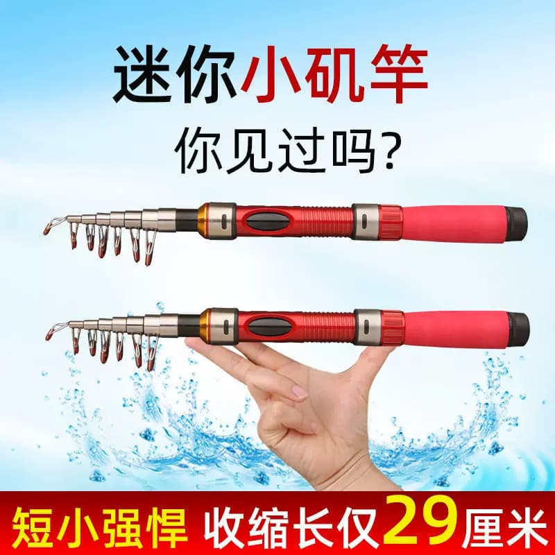 迷你小海竿超短节便携鱼竿套装超轻硬路亚远抛全套纺车轮鱼竿 - 缩略图2