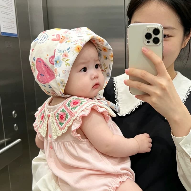 时尚婴儿帽子百搭春夏防晒防风遮阳护耳帽洋气韩版女宝宝包头帽潮 - 缩略图2