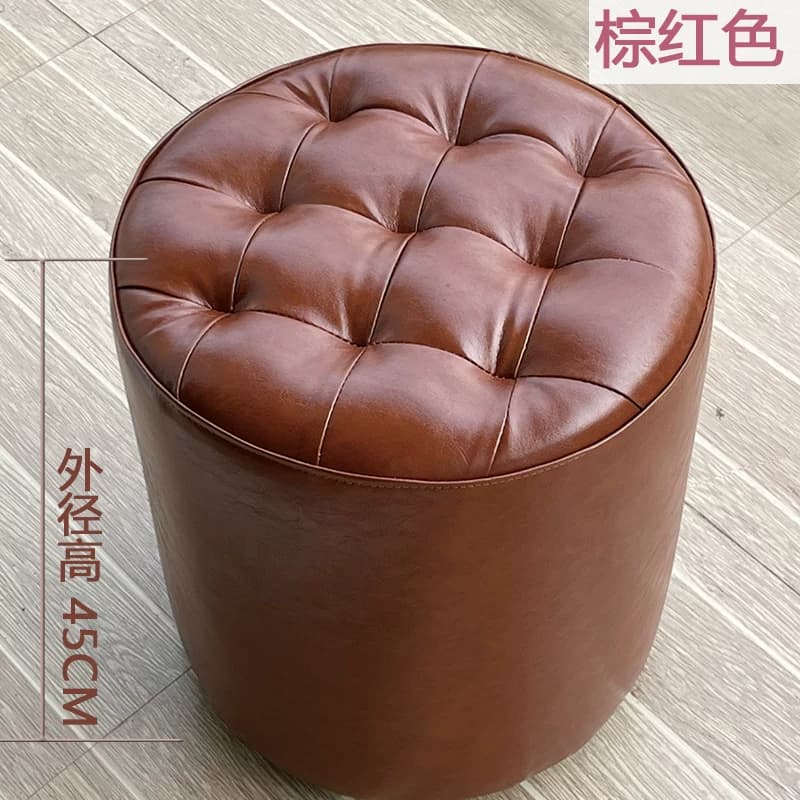 欧式生态真皮登坐墩子沙发凳脚踏客厅成人进门换鞋凳简约搁脚凳软 - 缩略图2