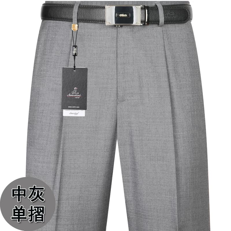 啄木鸟男士夏季薄款高腰中老年直筒免烫宽松男裤大码西裤中年长裤 - 缩略图2