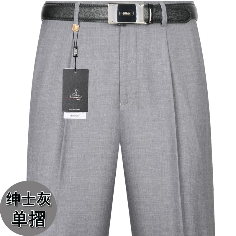 啄木鸟男士夏季薄款高腰中老年直筒免烫宽松男裤大码西裤中年长裤 - 缩略图3