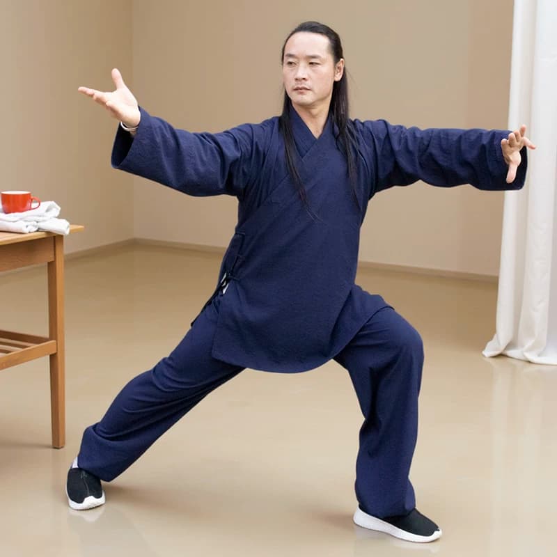 武当太极服中短袖道服2025新款亚麻夏天练功服男禅修服女道士服装 - 缩略图2