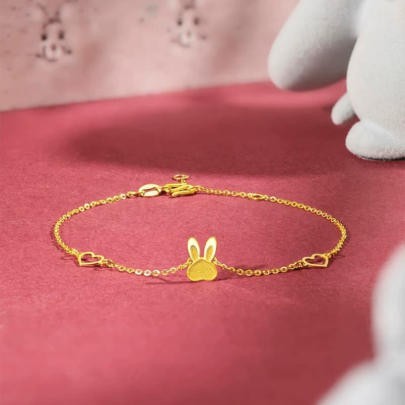 周六福甜心兔5G黄金手链女计价足金本命年生肖兔送女友节日礼物 - 缩略图3