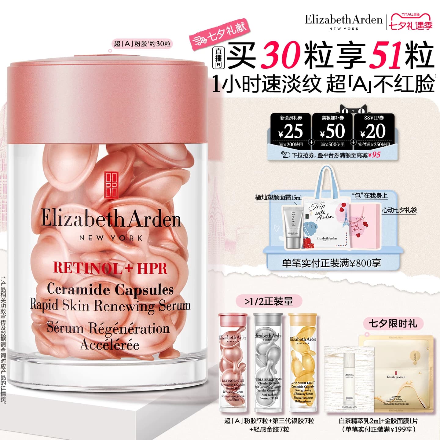 【七夕礼物】雅顿第二代粉胶精华淡纹修护 A醇抗皱精华胶囊 紧致 - 缩略图2