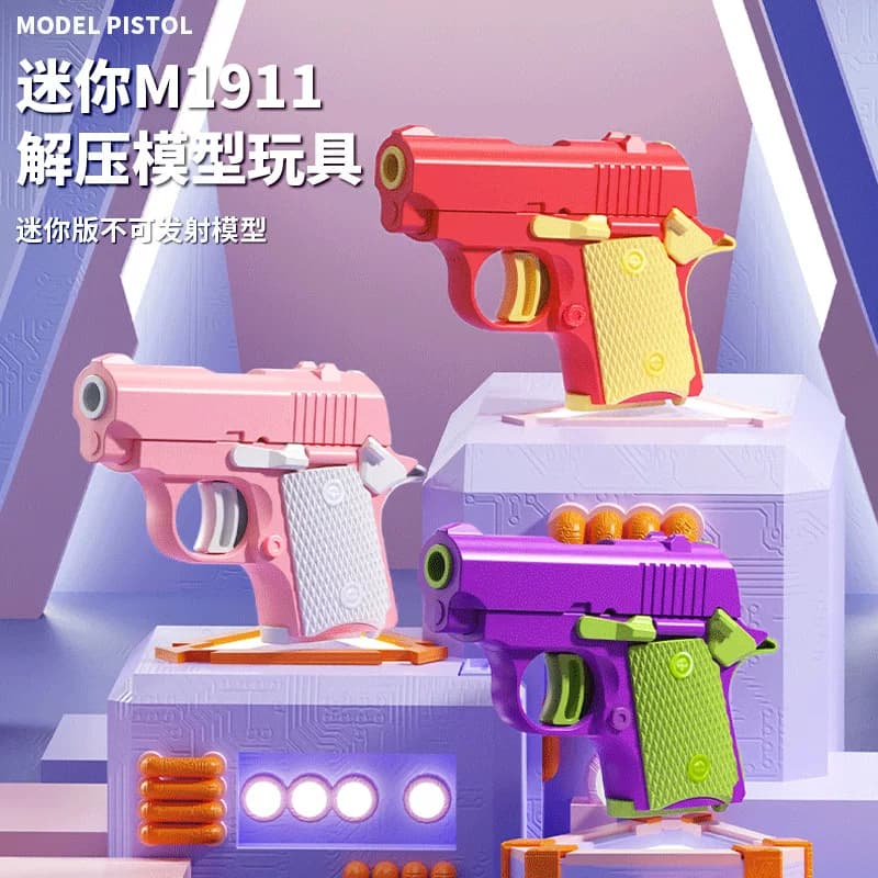 新款儿童mini手指解压指环旋转枪炫酷可发射抛壳玩具男孩新奇玩具 - 缩略图4