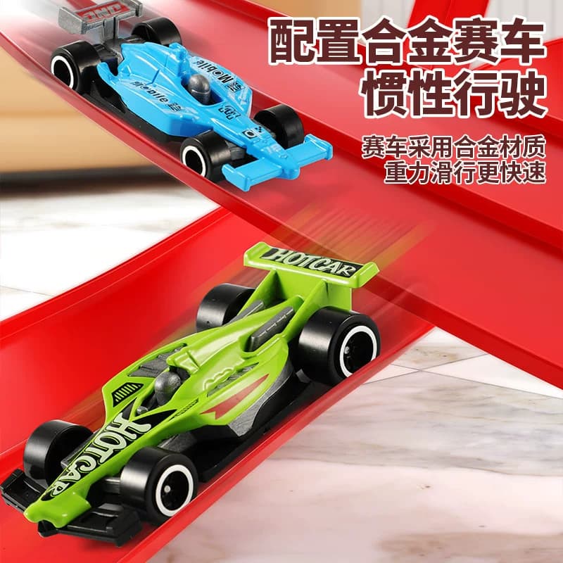 趣味软胶轨道赛车玩具diy拼装跑道惯性滑行汽车竞技儿童轨道玩具 - 缩略图4