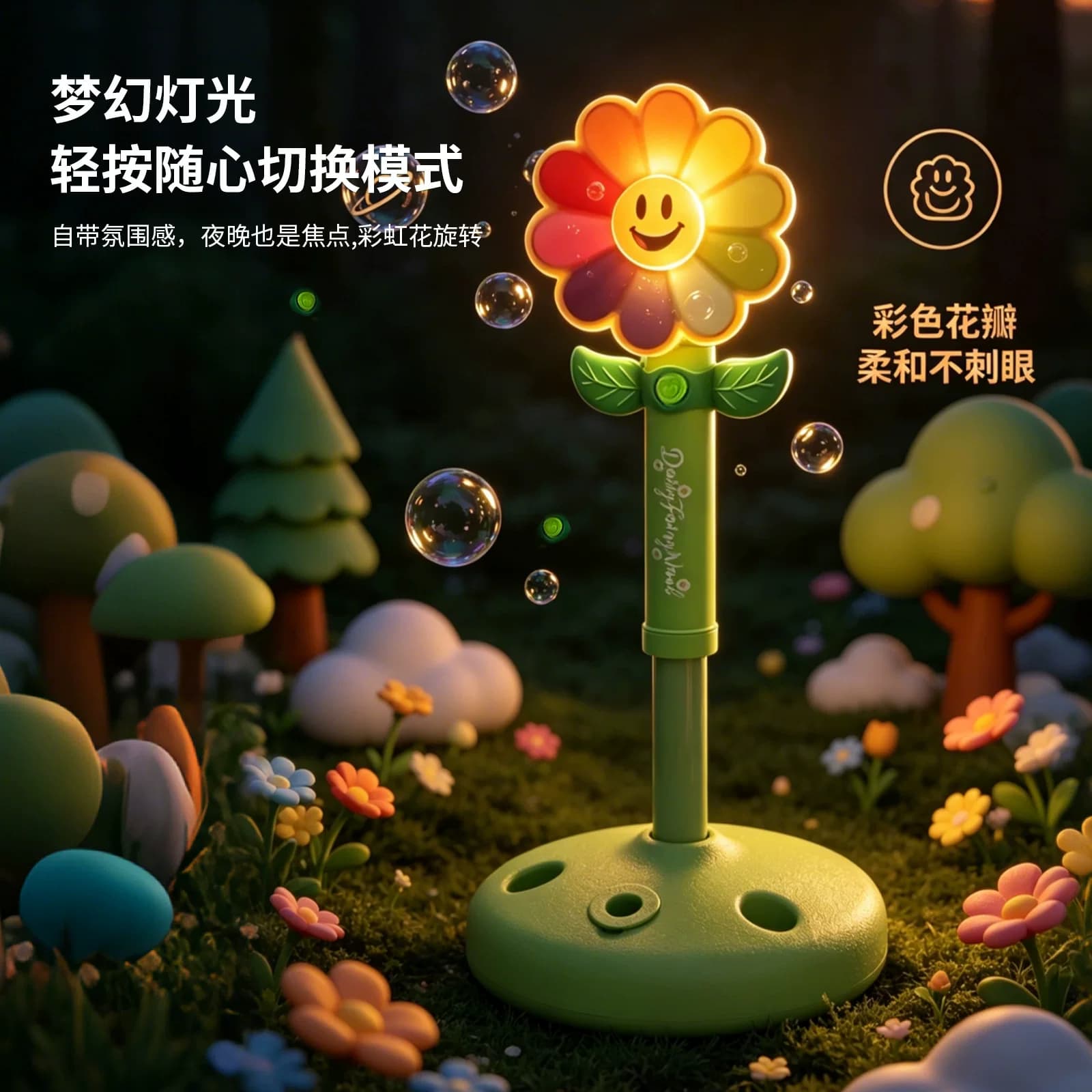 立式七色电动全自动大容量户外旋转风车冲天吹泡泡机户外儿童玩具 - 缩略图3
