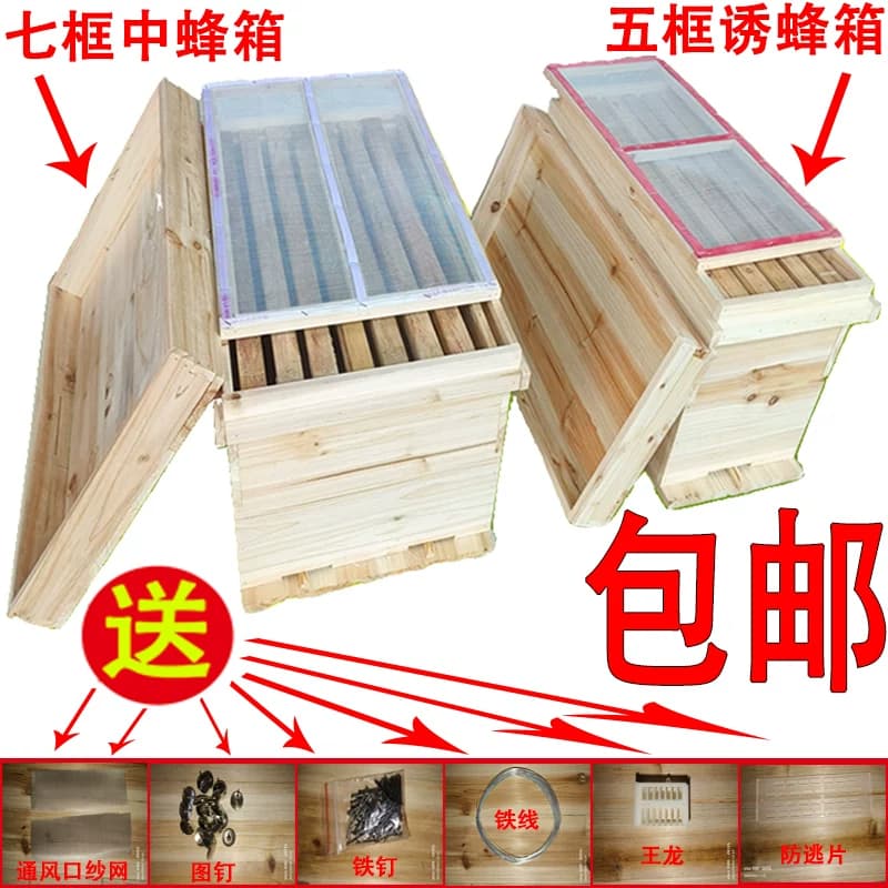 七框蜂箱五框蜂箱中蜂箱土蜂箱蜂桶养蜂育王箱诱蜂箱包邮杉木养殖 - 缩略图2