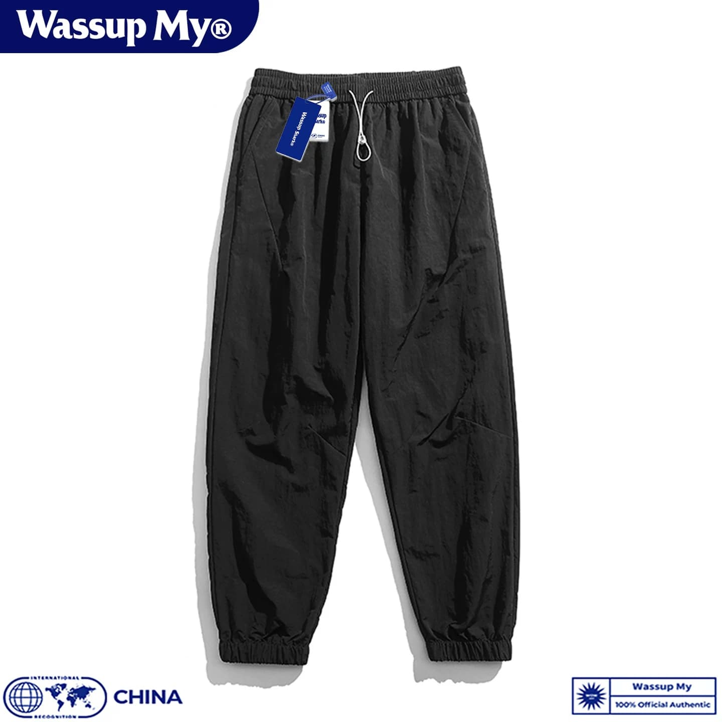 Wassup My潮牌山系休闲裤男夏季冰丝薄款宽松束脚九分速干长裤 - 缩略图3