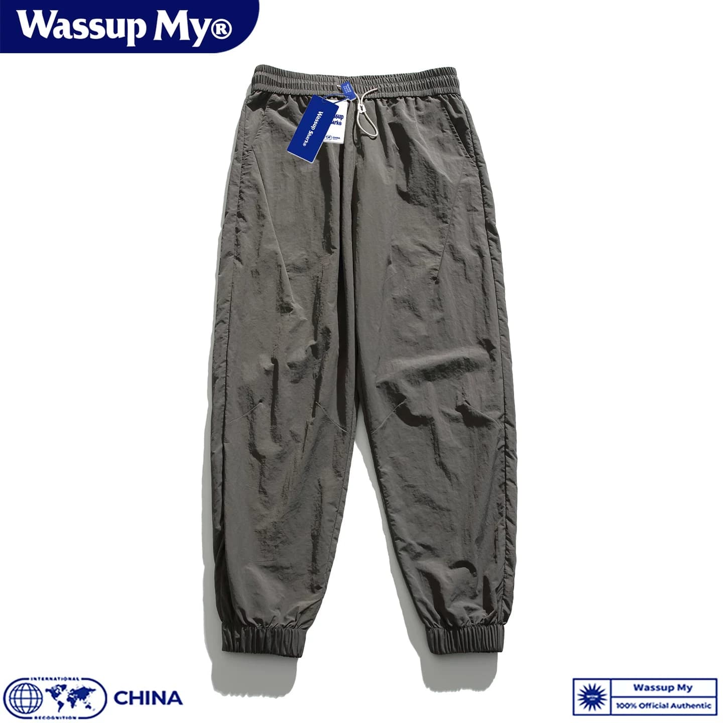 Wassup My潮牌山系休闲裤男夏季冰丝薄款宽松束脚九分速干长裤 - 缩略图2