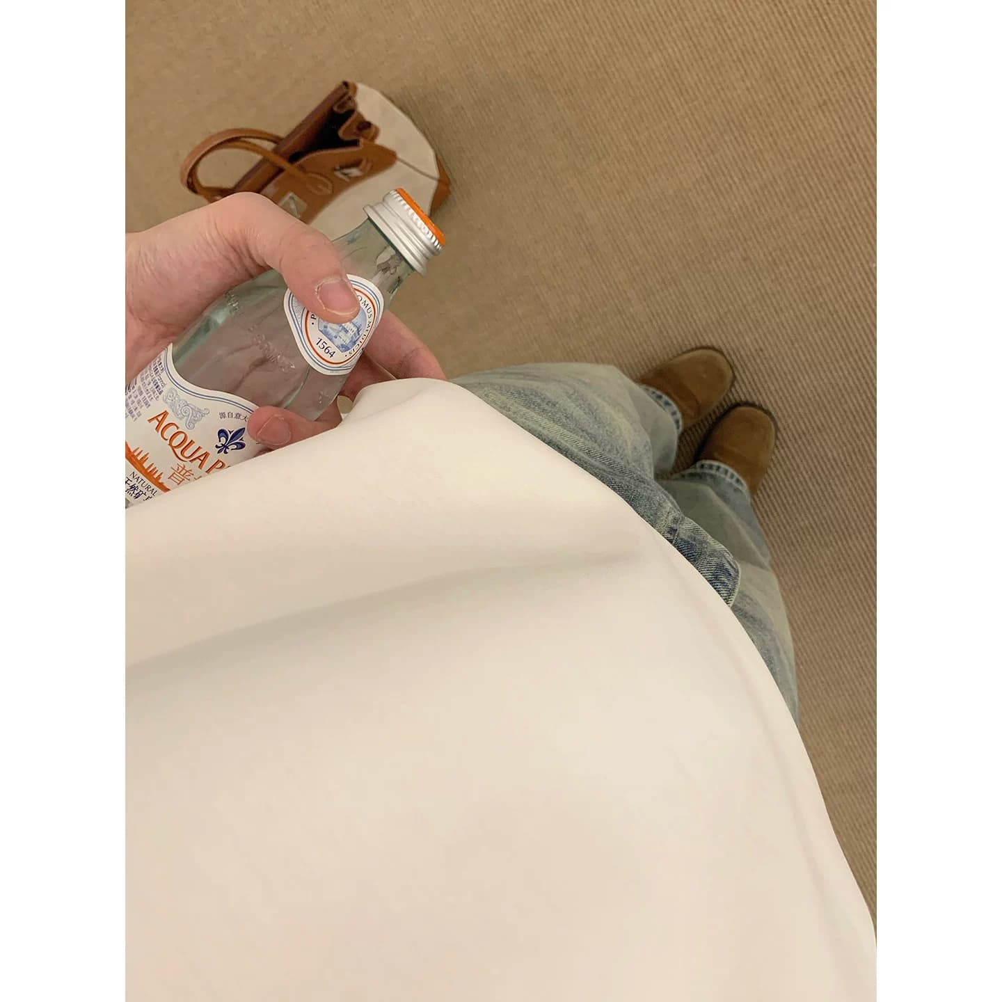 阿茶与阿古廓形空气层短袖t恤男款夏季纯色小V领设计宽松休闲上衣 - 缩略图5