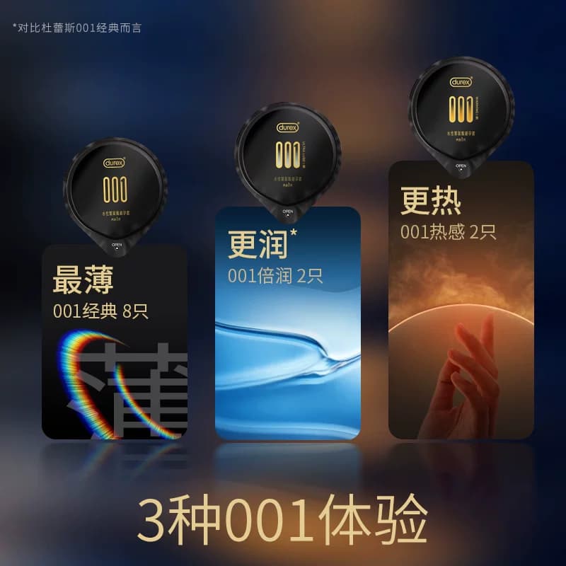 【黑金001三合一】杜蕾斯避孕套官方旗舰店超薄正品安全套囤货装 - 缩略图2