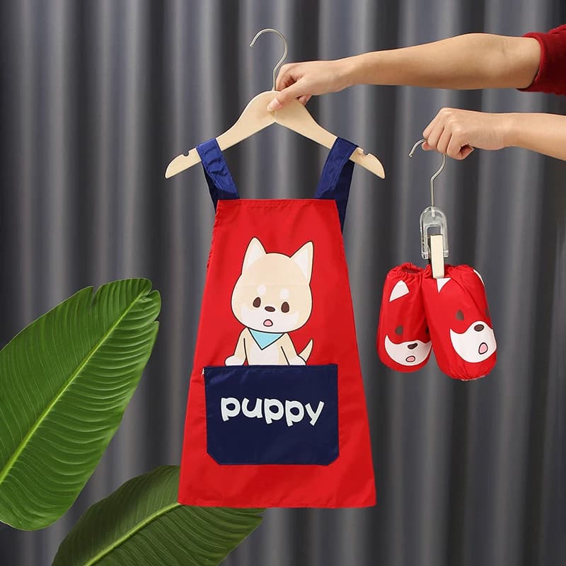 儿童围裙画画罩衣幼儿园女宝宝吃饭围兜男孩防水脏绘画美术反穿衣 - 缩略图2