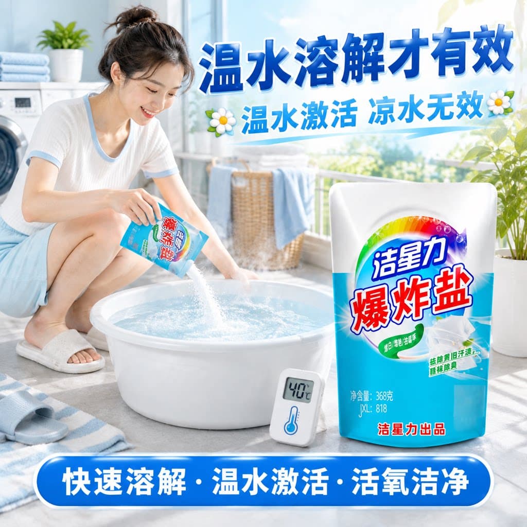 洁星力家用爆炸盐拖鞋洗衣去污渍强去黄增白彩漂泡洗清洁粉 - 缩略图2