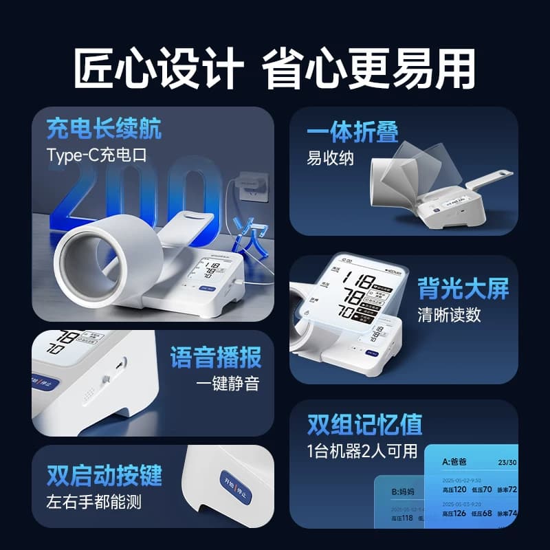 【新品】鱼跃臂筒式血压计房颤血压测量仪高精准家用正品测压仪 - 缩略图4