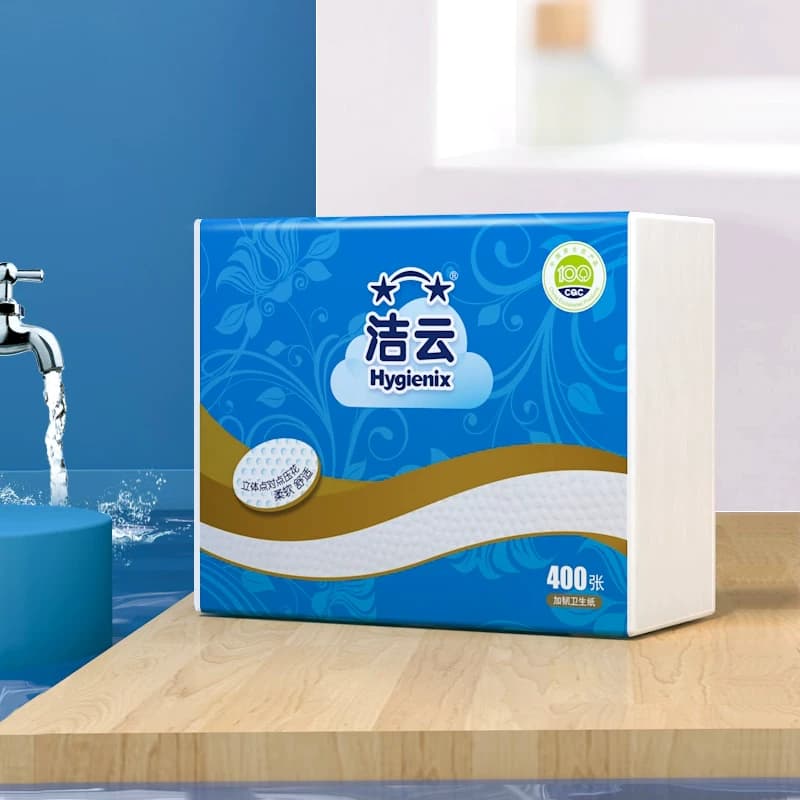 洁云平板卫生纸2层200抽(400张)8包家用卫生间草纸抽取式厕纸整箱 - 缩略图2
