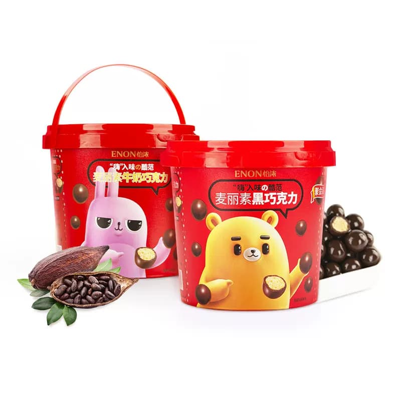 怡浓麦丽素桶装520g怀旧可可脂黑巧克力夹心豆儿时怀旧零食送礼物 - 缩略图5