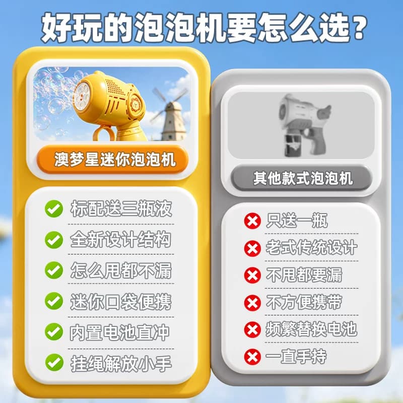 澳梦星迷你吹泡泡机儿童手持全自动充电款泡泡枪1到3岁婴幼儿无毒 - 缩略图2