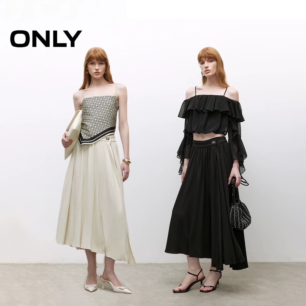 【ONLY奥莱】秋季新款通勤风A字风琴百褶中长款半身裙女 - 缩略图3