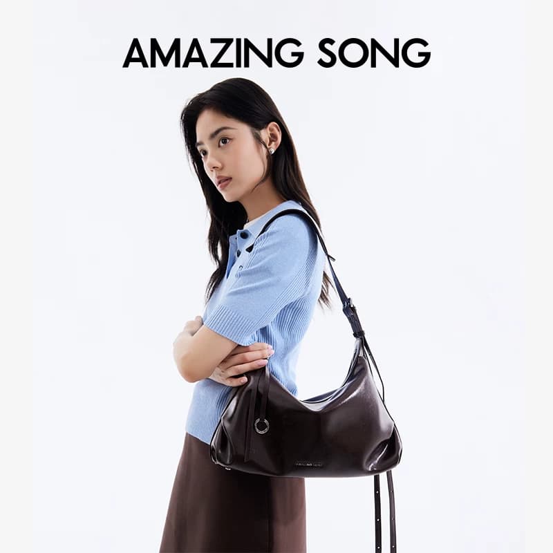 AMAZING SONG乙颂甜甜圈hobo包腋下单肩斜挎软包女通勤百搭饺子包 - 缩略图2
