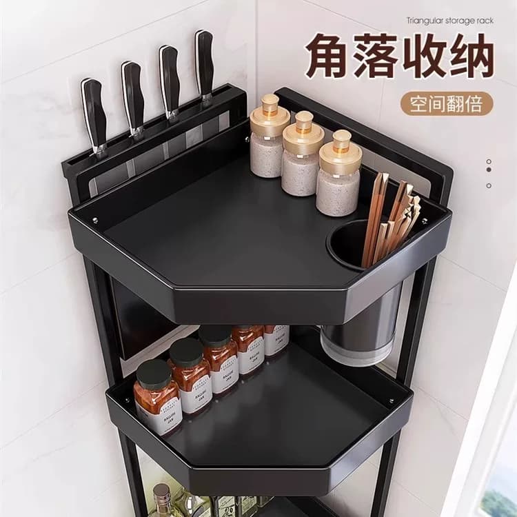 大鑫众厨房置物架调料架台面多功能厨房盐油转角多层收纳盒三角架 - 缩略图3