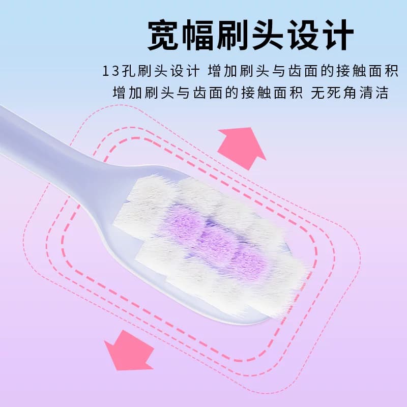 紫霞宽头软毛牙刷3支装男士情侣月子产后专用清洁护齿家庭特惠装 - 缩略图3