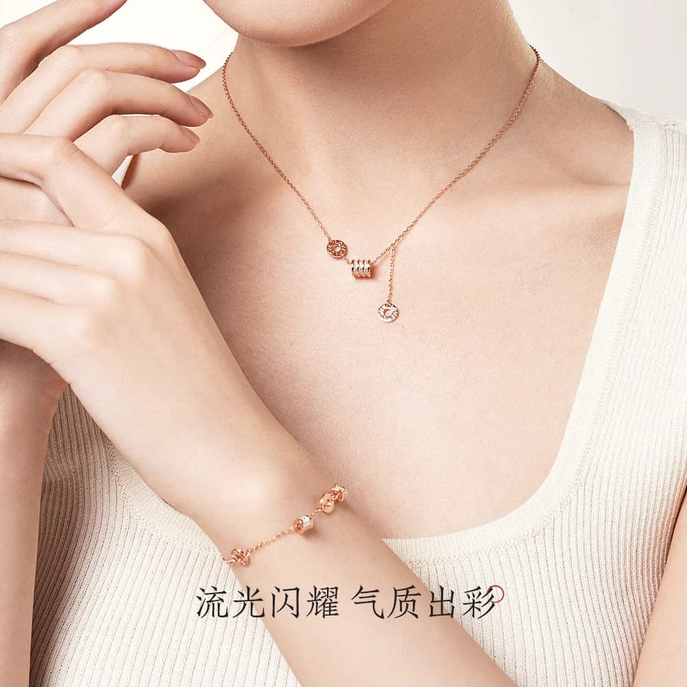 周大生玫瑰金色银小蛮腰手链女生款轻奢小众精致感生日礼物送女友 - 缩略图2