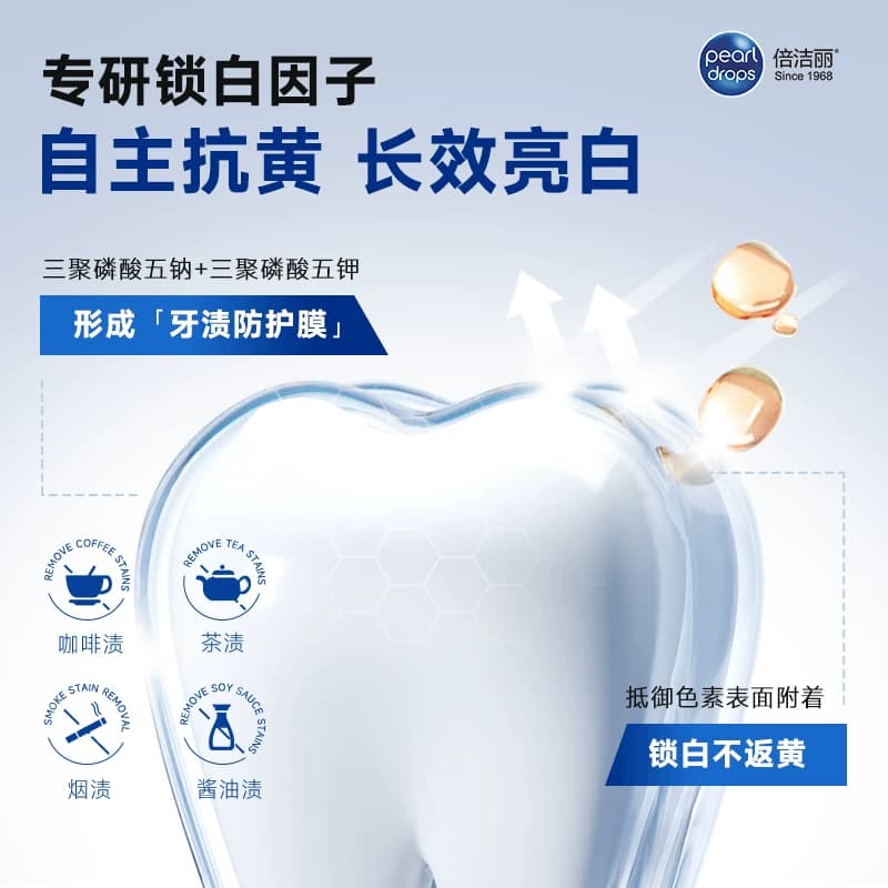 倍洁丽pearldrops贝嫂同款蓝V美白牙膏含氟成人英国原装进口官方 - 缩略图4