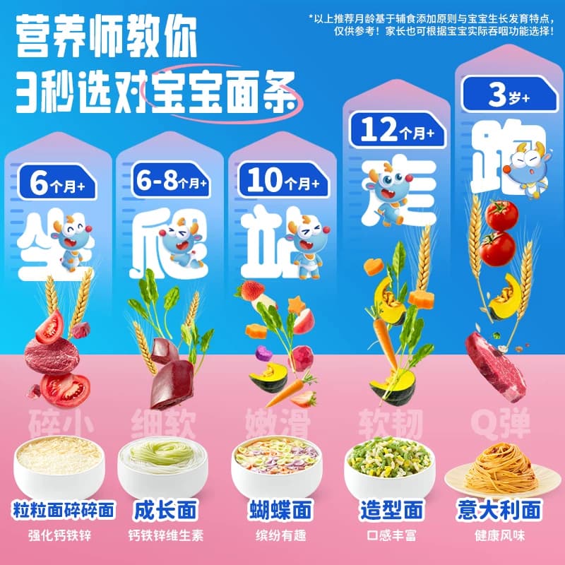 小鹿蓝蓝婴儿面条6月+宝宝辅食无添加盐儿童谷蔬肉营养面线蝴蝶面 - 缩略图2