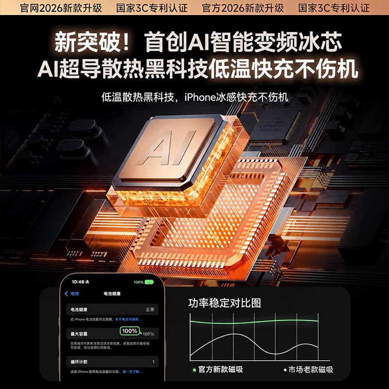 【国家3C认证】2026新款磁吸无线充电宝超薄小巧便携20000快充超大容量移动电源可上飞机适用小米苹果17毫安 - 缩略图3