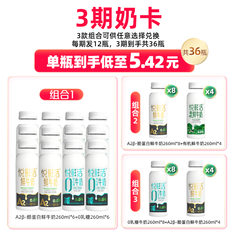 【李佳琦直播间618男装女装节】悦鲜活260ml奶卡 不支持消费券 - 缩略图2