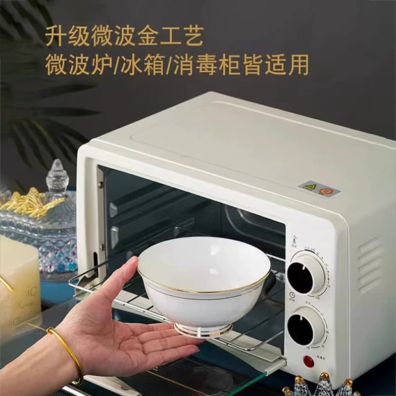 碗高脚碗面碗景德镇陶瓷餐具盘子碗家用中式轻奢风米饭碗微波炉 - 缩略图3