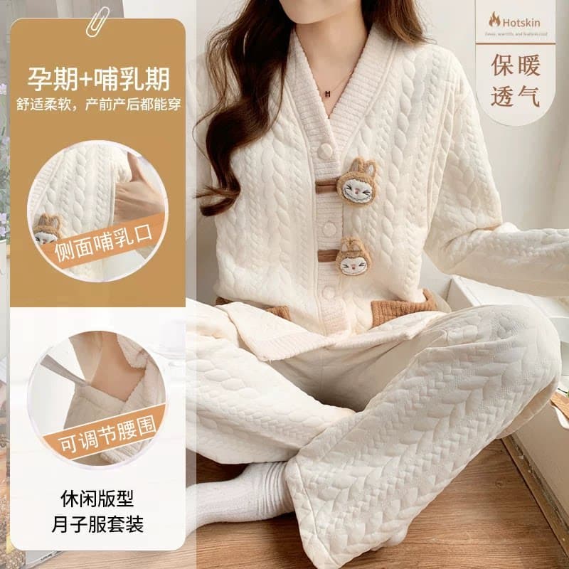 月子服春秋棉质产后薄款产妇哺乳孕妇睡衣夏季怀孕期9月份10秋冬 - 缩略图5