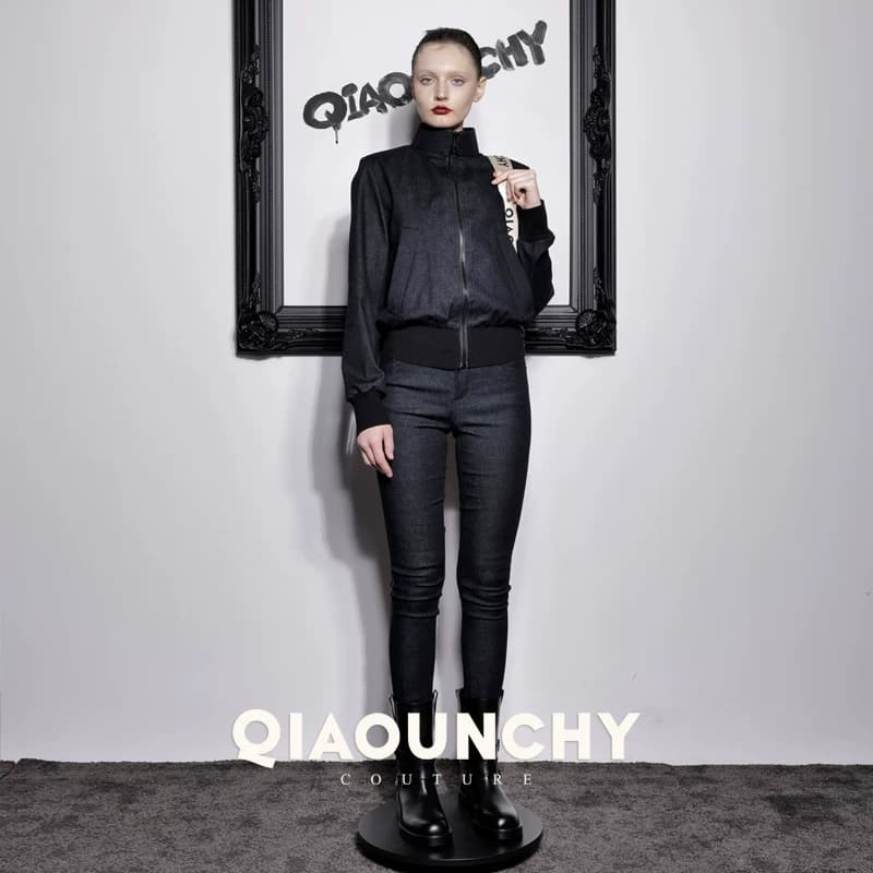 女绅士 QIAOUNCHY俏云曦｜修身高领蓝色牛仔洗水棉夹克外套女 - 缩略图3