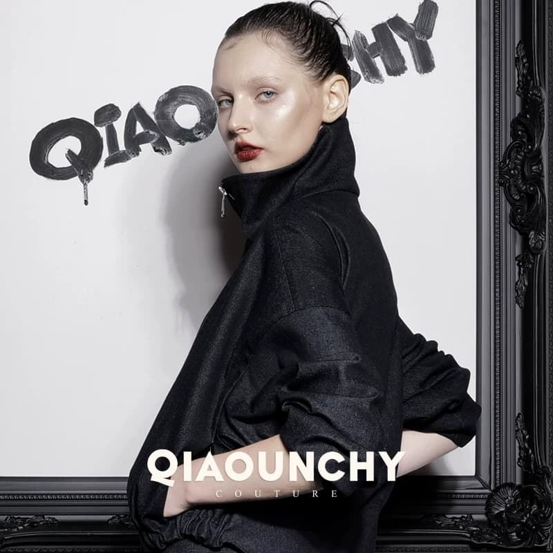 艺术家 QIAOUNCHY俏云曦 | 蓝色洗水牛仔棉高领修身短外套女 - 缩略图4