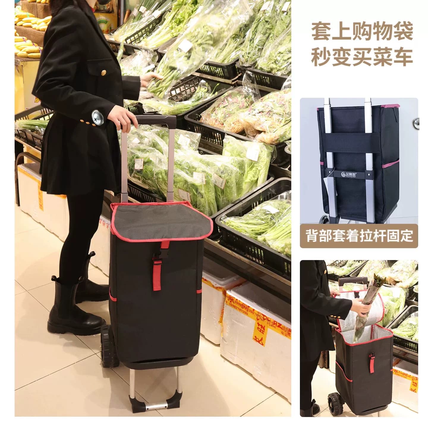 金刚狼高底座折叠便携手拉车买菜车拉货车购物车取快递拉杆车拖车 - 缩略图4