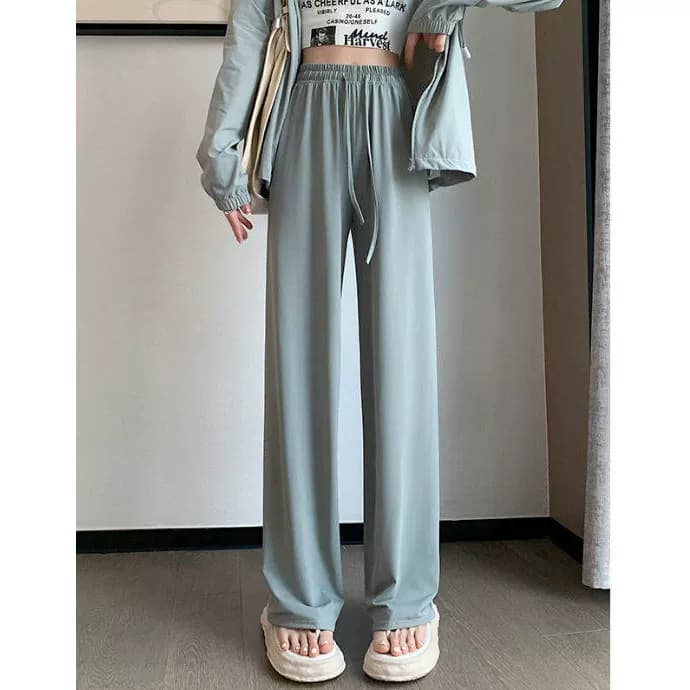 冰丝防晒裤女夏季薄款高腰垂感阔腿裤运动休闲宽松直筒速干裤AK - 缩略图3