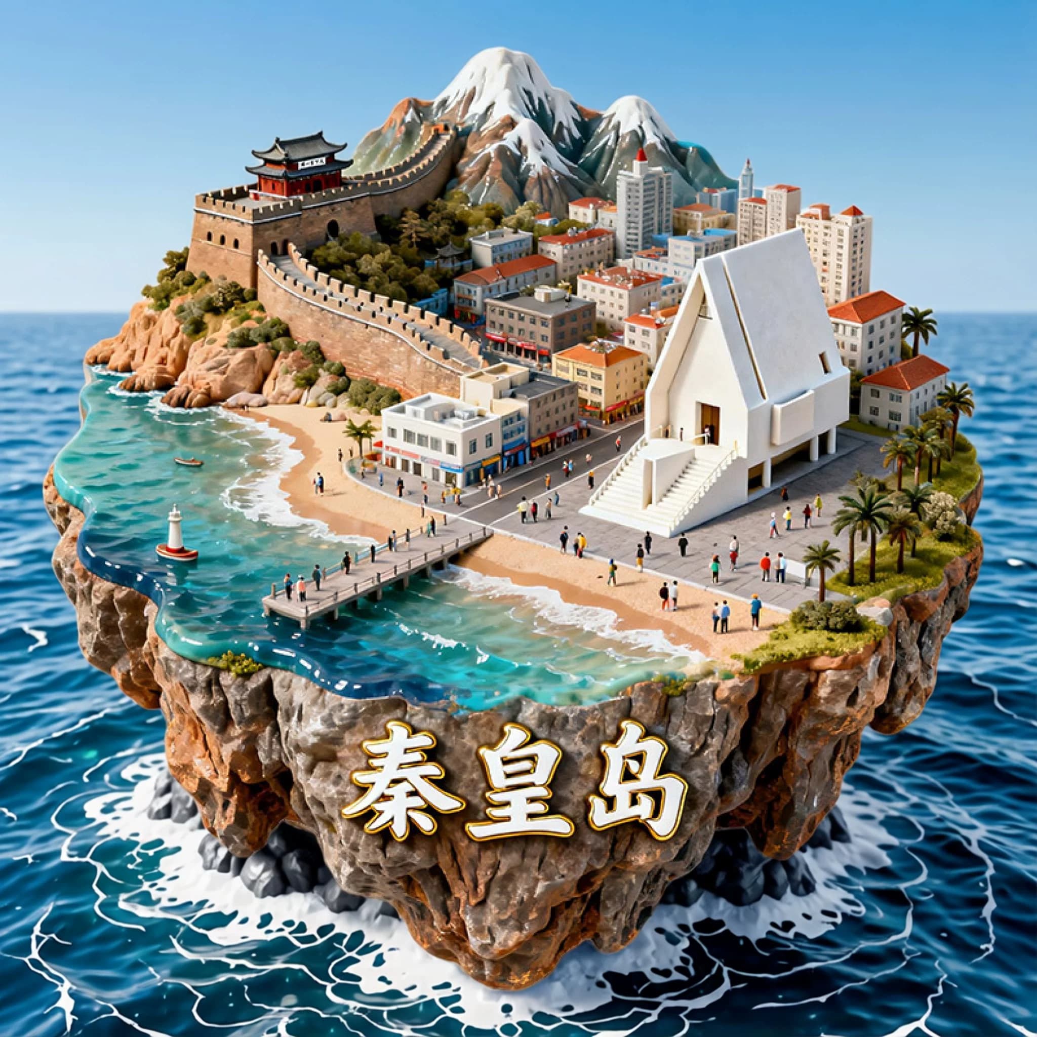 秦皇岛3D立体创意金属冰箱贴城市建筑风景装饰磁贴纪念品伴手礼品 - 缩略图2