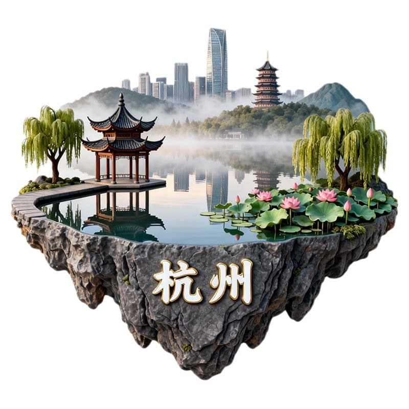 杭州风景建筑城市地标金属冰箱贴磁力贴创意3D立体装饰纪念品磁贴 - 缩略图5