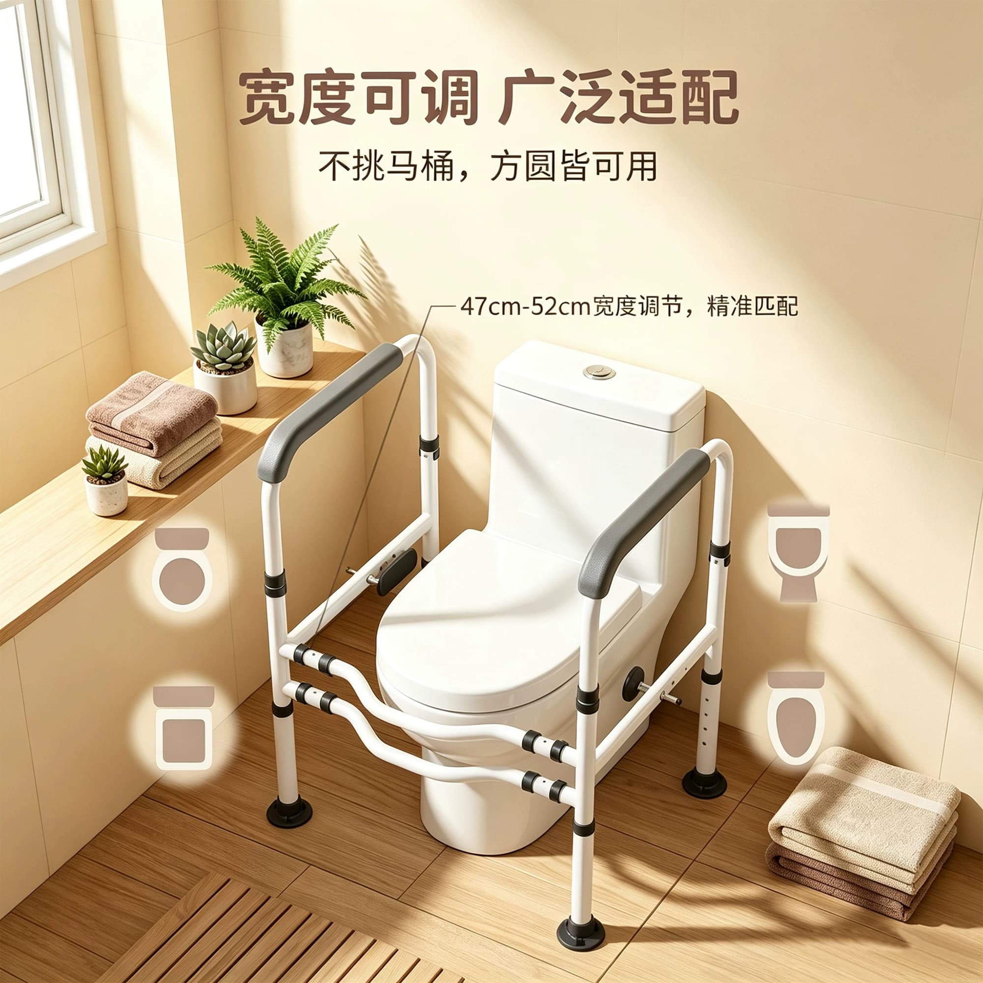 马桶扶手老人安全助力架卫生间厕所老年人坐便起身辅助器栏杆浴室 - 缩略图3