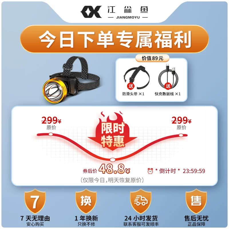头灯2026新款强光超亮充电户外长续航头戴式照明灯钓鱼专用手电筒 - 缩略图5