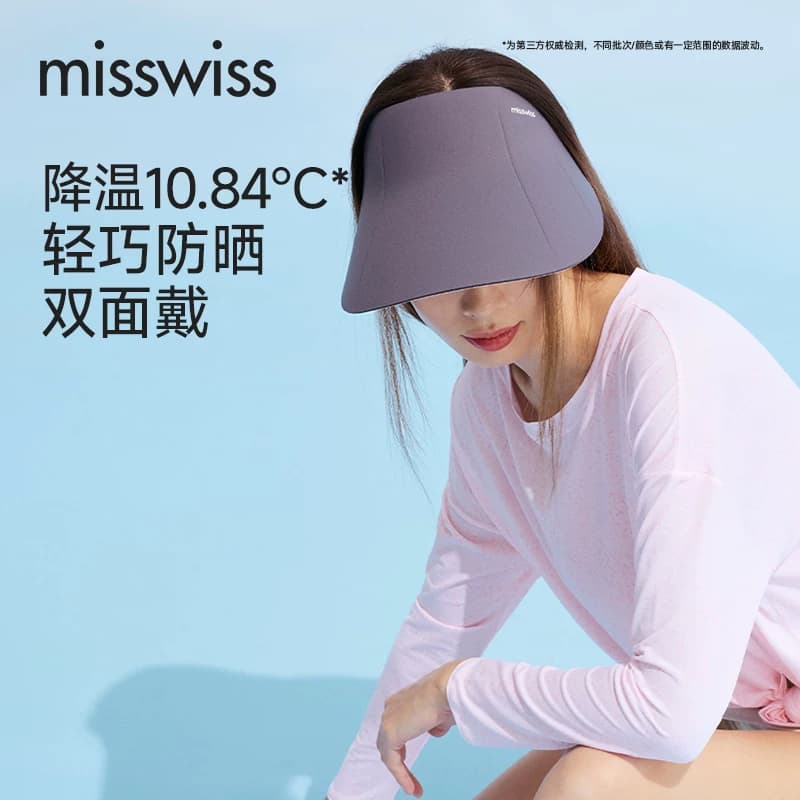 MissWiss双面防晒帽女士夏季户外防紫外线遮阳帽百搭显脸小空顶帽 - 缩略图4