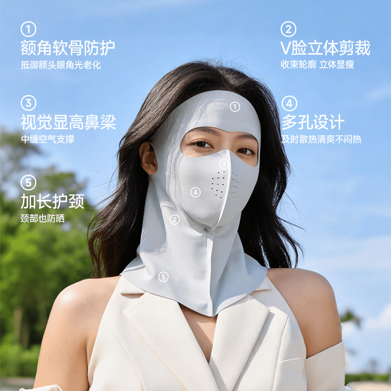 MissWiss护肩颈防晒面罩女轻薄户外防紫外线遮阳透气开车防晒口罩 - 缩略图5