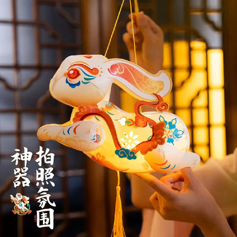 中秋节立体兔子灯笼手工diy材料儿童手提玉兔花灯幼儿园活动礼物 - 缩略图2