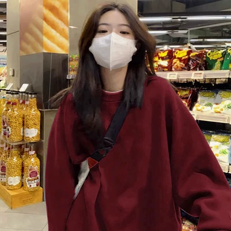 奥莱清仓春秋季宽松男女打底衫棉布果蔬收纳袋男女情侣连帽棉卫衣 - 缩略图4
