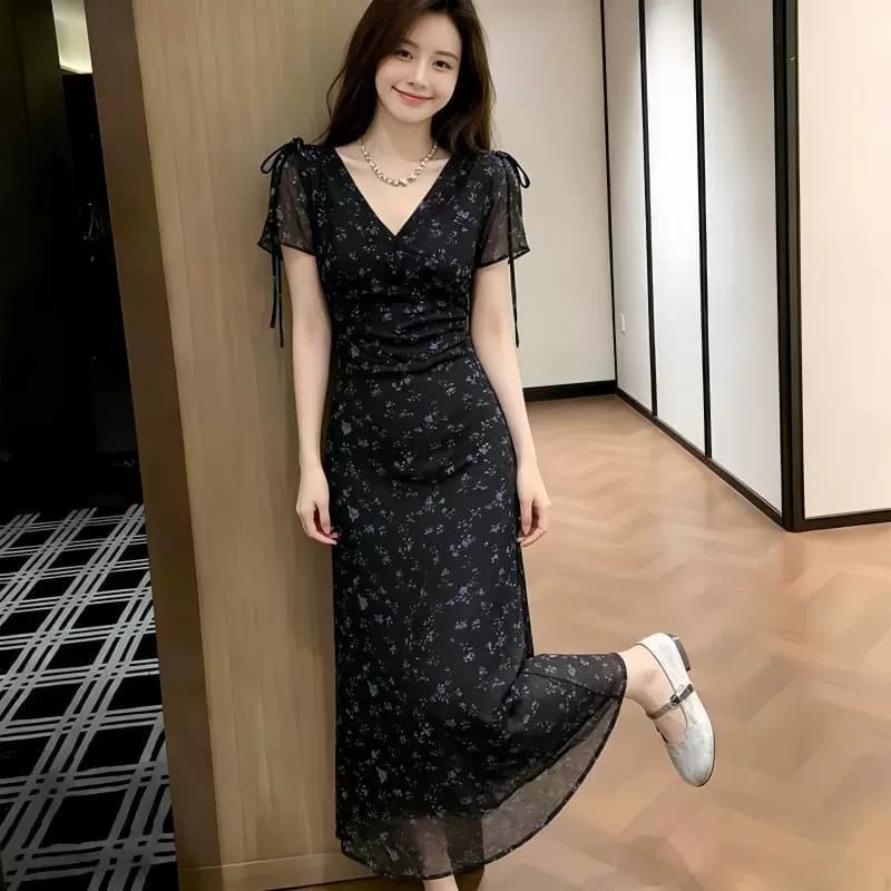 QYG 2026夏季法式绝美连衣裙女气质收腰长裙茶歇裙 - 缩略图4