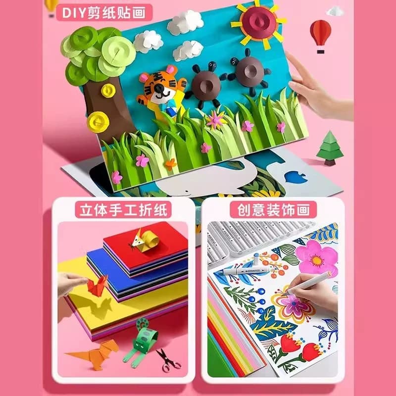 8k4k彩色卡纸手工硬彩纸a4折纸红色儿童小学生a3画画专用纸加厚剪纸幼儿园美术白色千纸鹤纸张爱心花朵立体 - 缩略图5